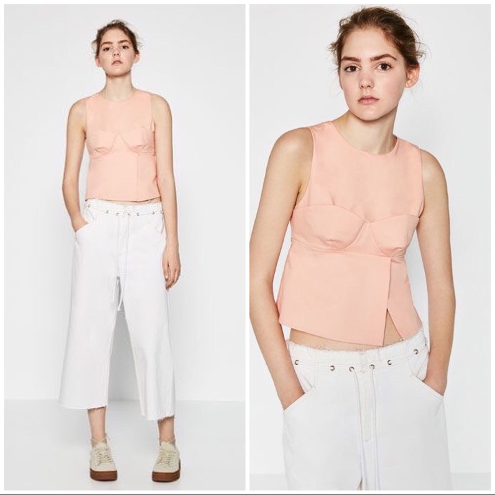 NWT ZARA BUSTIER WRAP OVERLAPPED CROP TOP SZ M
